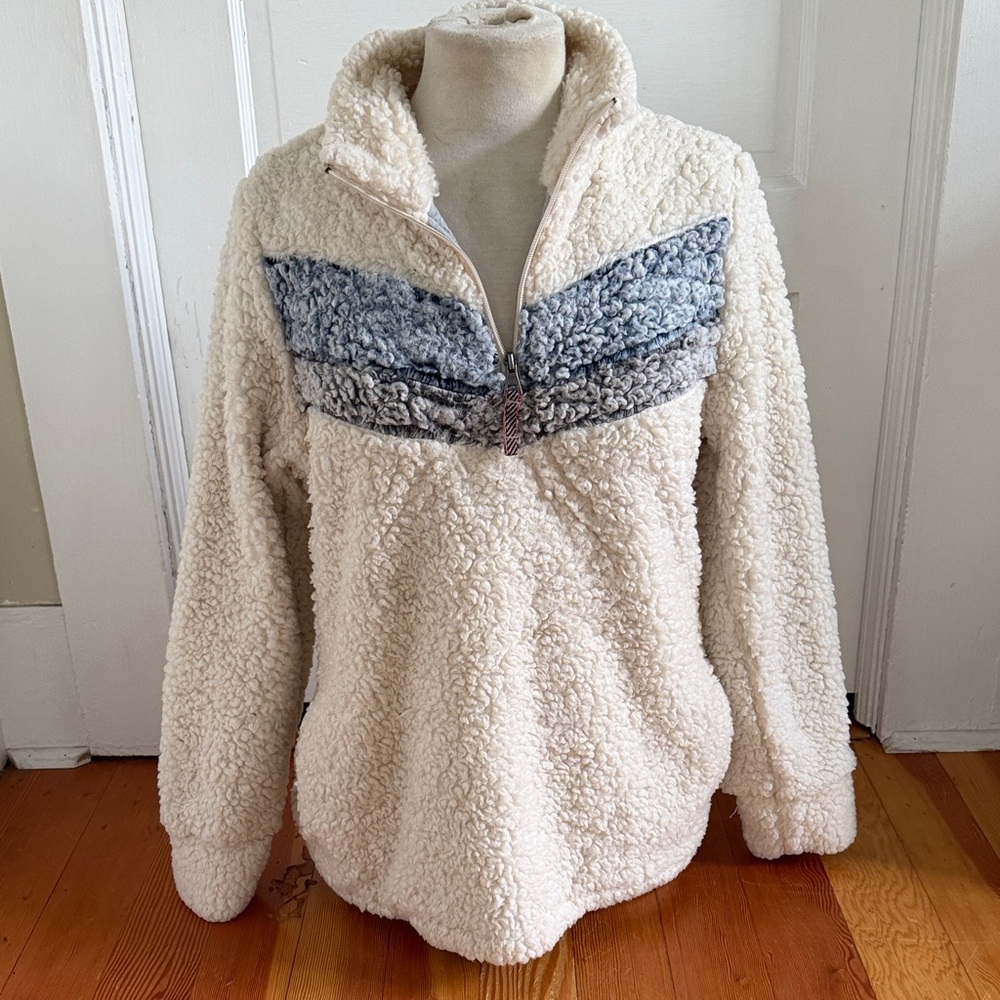 Weatherproof Vintage Cream Sherpa Fleece 1/4 Zip Pullover Medium